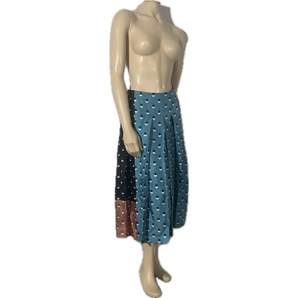 NWT Paul Smith Silk Midi Skirt polkadot black blue pink